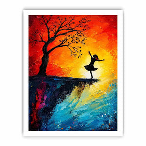 Dancing silhouette against fiery sunset