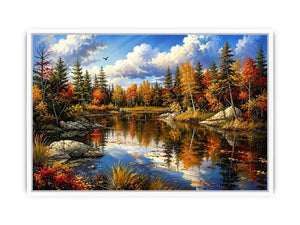 Autumn reflections at a serene lake