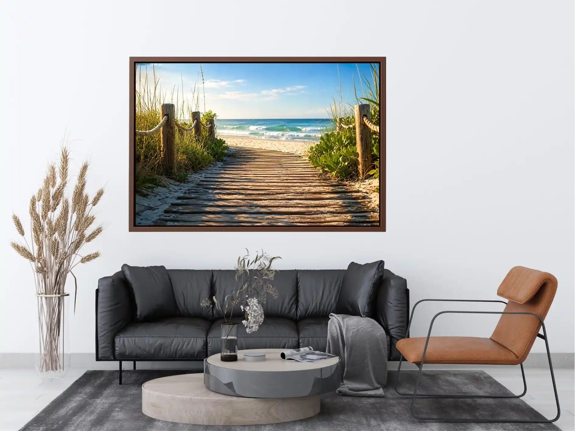 Serene beach pathway to the ocean