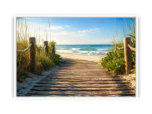 Serene beach pathway to the ocean