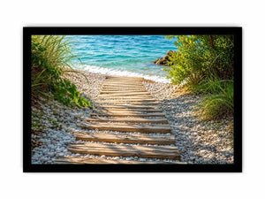 Sunny coastal path to the sea