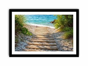 Sunny coastal path to the sea