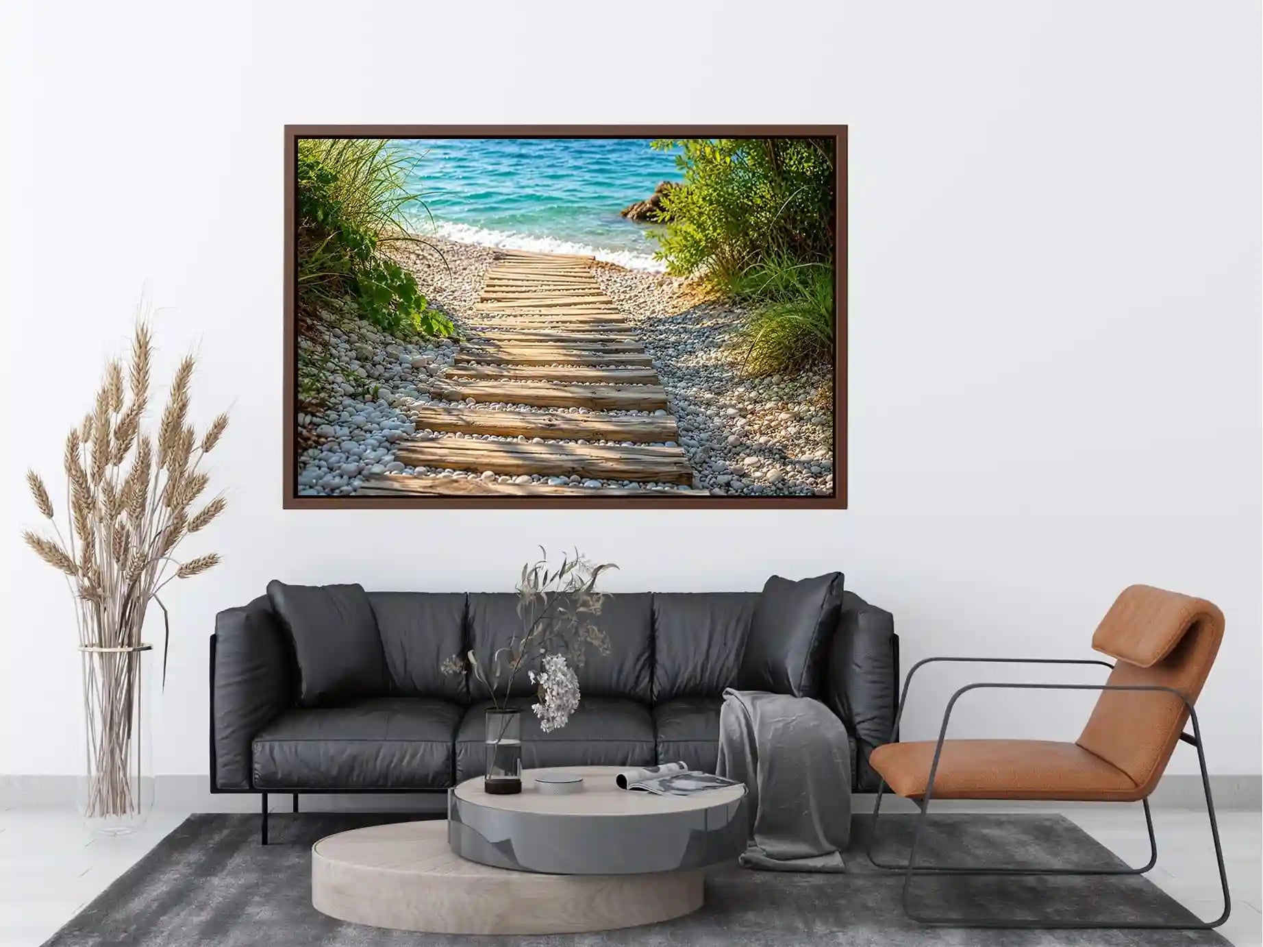 Sunny coastal path to the sea