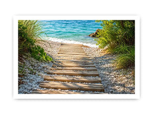 Sunny coastal path to the sea