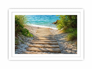 Sunny coastal path to the sea