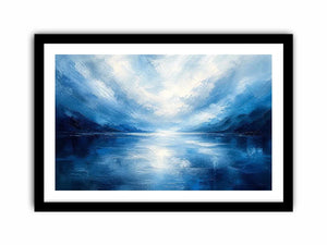 Serene blue fjord at dawn