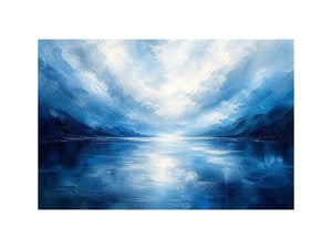 Serene blue fjord at dawn