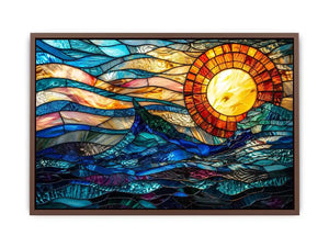 Stained glass ocean and sun mosaic