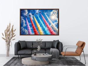 Flying Planes Rainbow Canvas Print