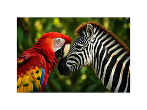 Parrot & Zebra Canvas Print