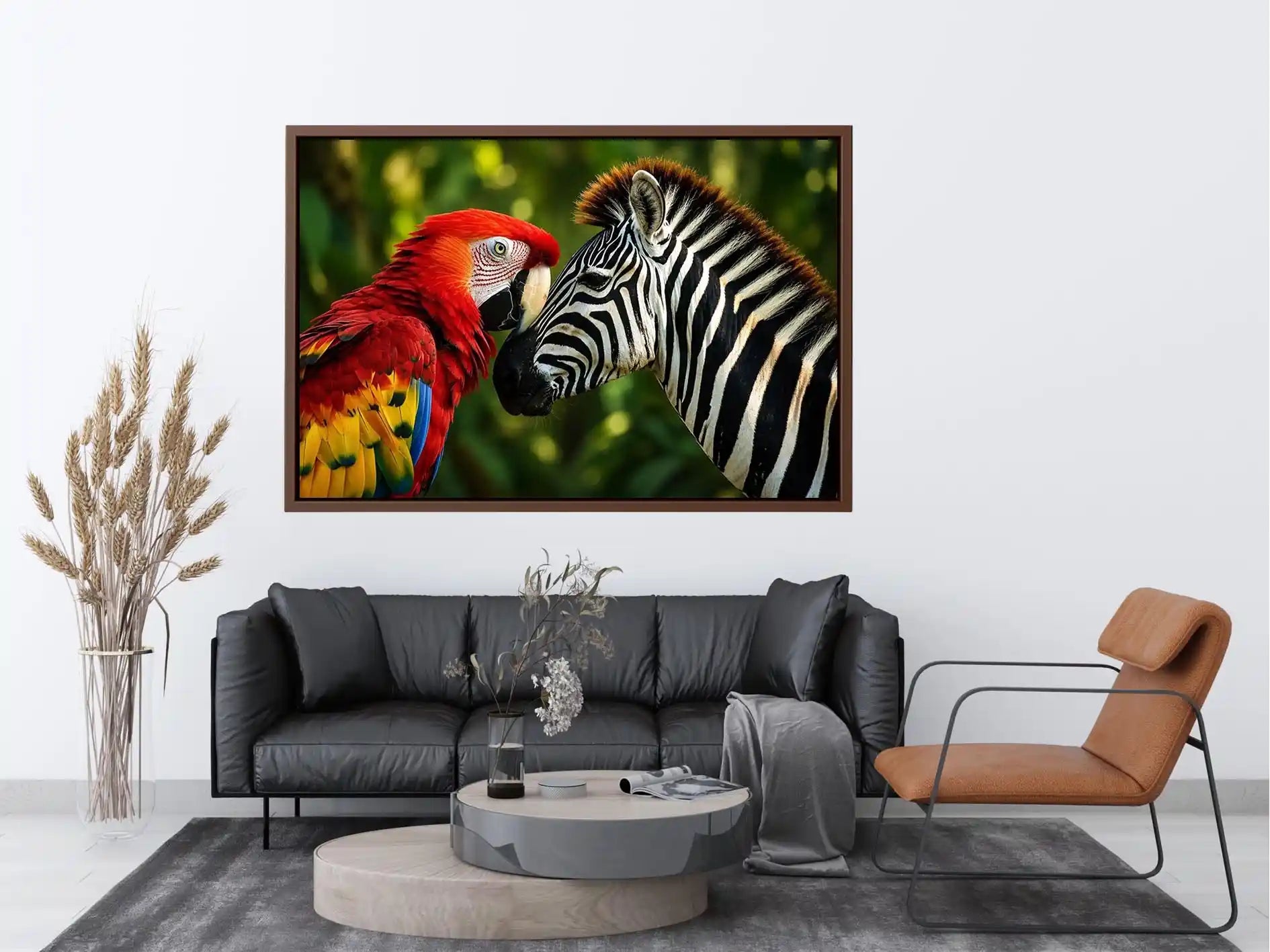 Parrot & Zebra Canvas Print