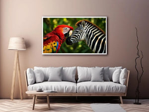 Parrot & Zebra Canvas Print