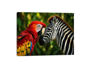Parrot & Zebra Canvas Print