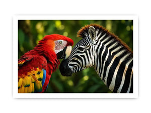 Parrot & Zebra Canvas Print