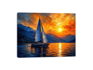 Sailing Ship in Sunset Canvas Print