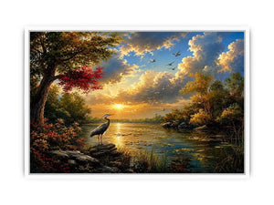 River Landscape Swan Canvas Print