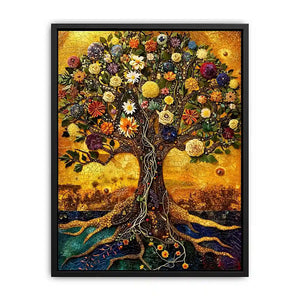 Tree of life mosaic in gold