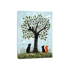 Whimsical woodland companions under a tree