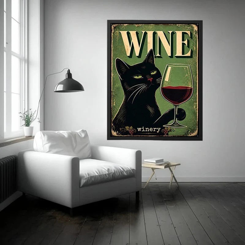 Sophisticated cat and wine design