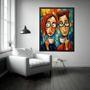 Coffee break in abstract colors