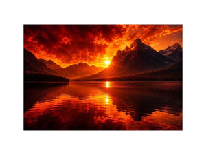 Fire in Lake Canvas Print
