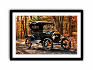 Vintage Ford in autumn forest setting