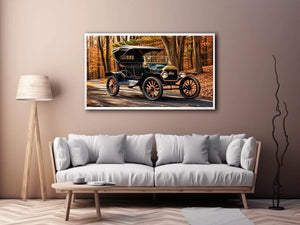 Vintage Ford in autumn forest setting