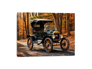 Vintage Ford in autumn forest setting