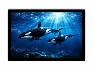 Orcas Swimming Canvas Print
