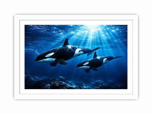 Orcas Swimming Canvas Print