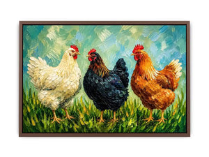 Three Little Hens Canvas Print