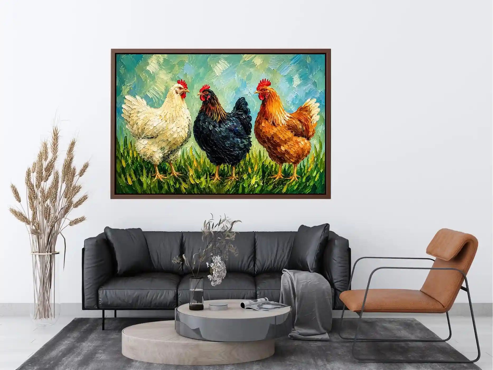 Three Little Hens Canvas Print