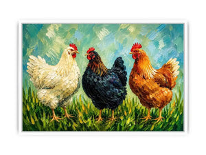 Three Little Hens Canvas Print