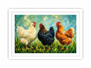 Three Little Hens Canvas Print