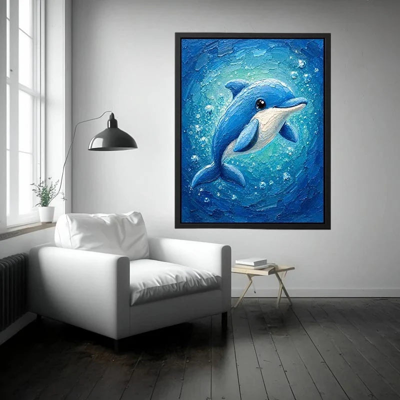 Cartoon Dolphin kids nursery Canvas Print