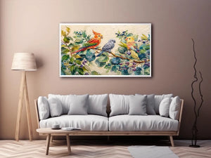 Bird On Eucalyptus Canvas Print
