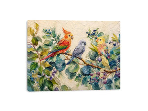 Bird On Eucalyptus Canvas Print