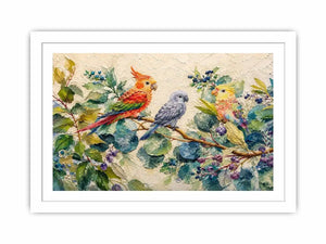 Bird On Eucalyptus Canvas Print