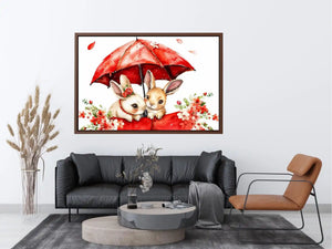 Watercolor Bunnies Canvas Print
