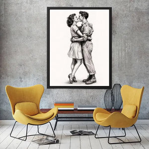 Couple Kiss Canvas Print