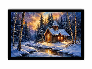 Snow winter home Canvas Print