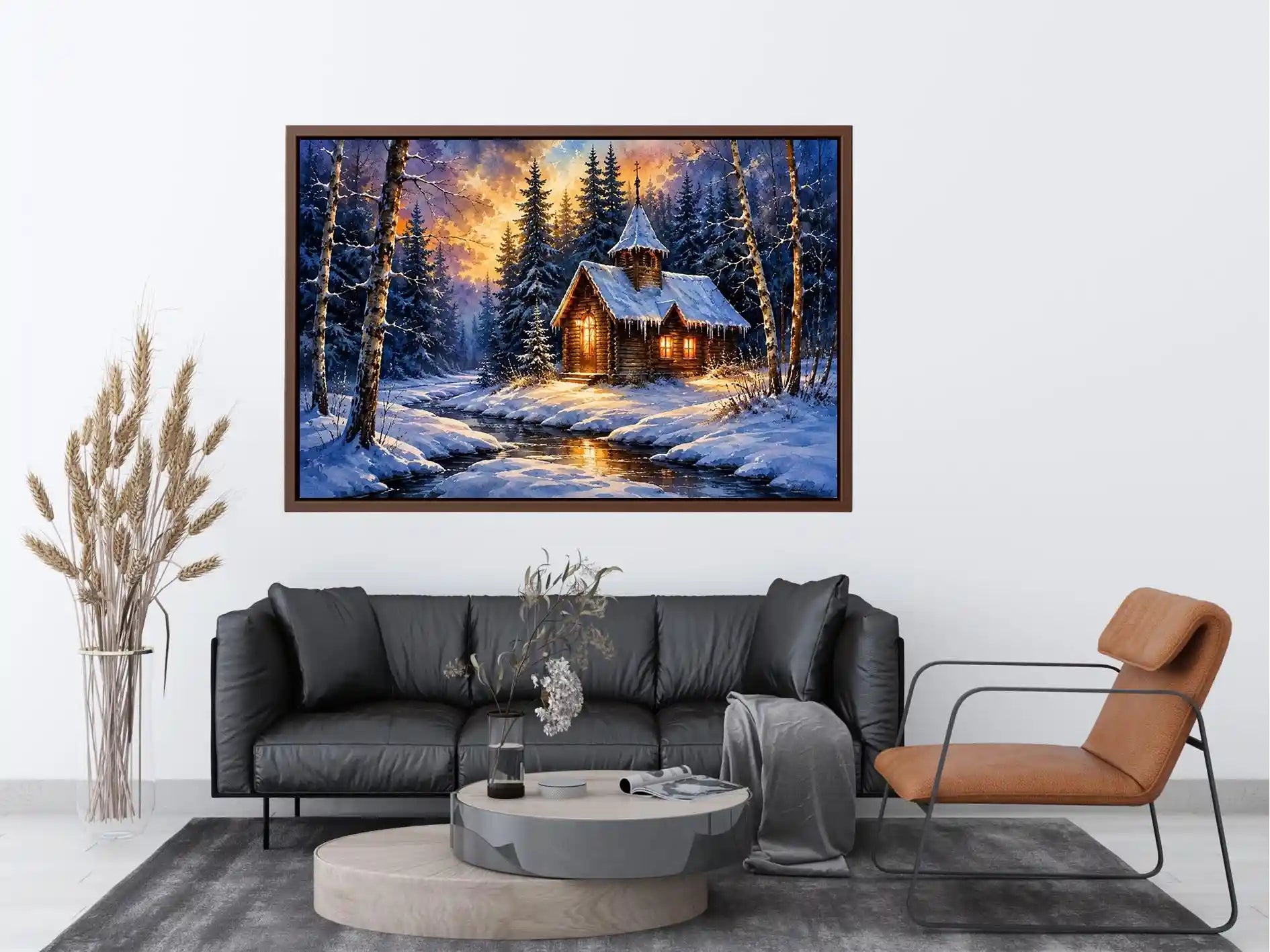Snow winter home Canvas Print