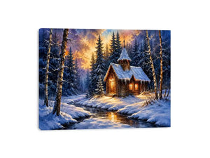Snow winter home Canvas Print