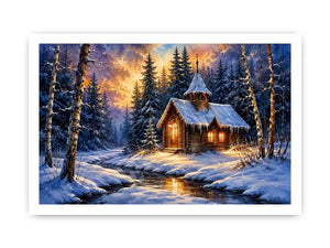 Snow winter home Canvas Print