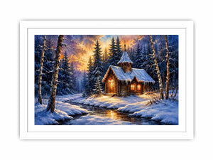 Snow winter home Canvas Print