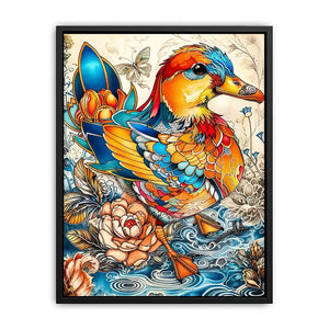 Ornate mandarin duck in vibrant florals