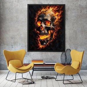 Skull on Fire Canvas Print