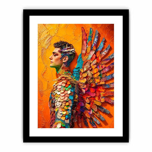 Colorful fantasy armor and wings portrait