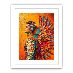 Colorful fantasy armor and wings portrait