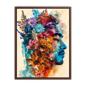 Botanical fusion in profile portrait